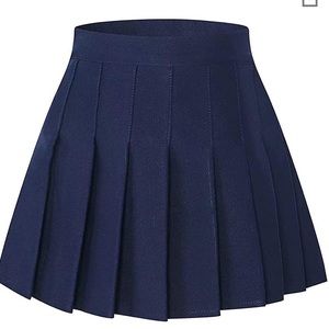 Navy Blue Pleated Skirt